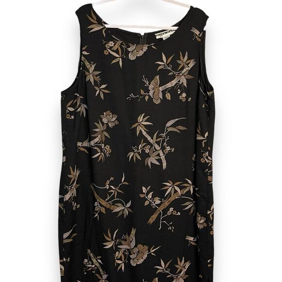 Dana Kay Floral Print Maxi Dress Womens 22W Black Retro Academia Business Casual - Picture 4 of 10